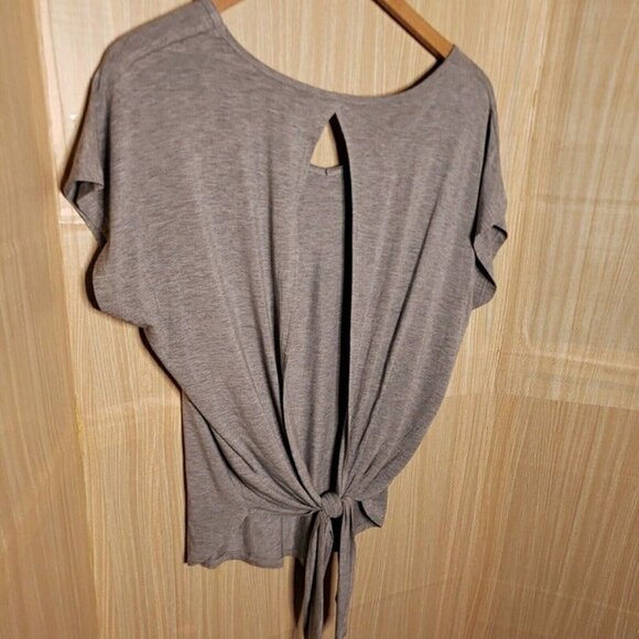 Icyzone Womens Grey Soft Stretchy Open Back Top XL - Picture 4 of 5